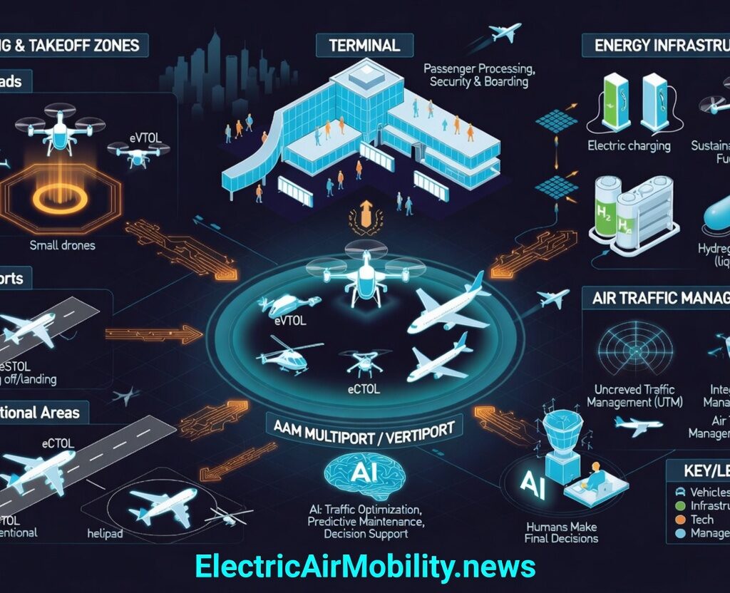 Vertiport/Multiport schema, Electric Air Mobility, All Rights Reserved, 2026 - 2030