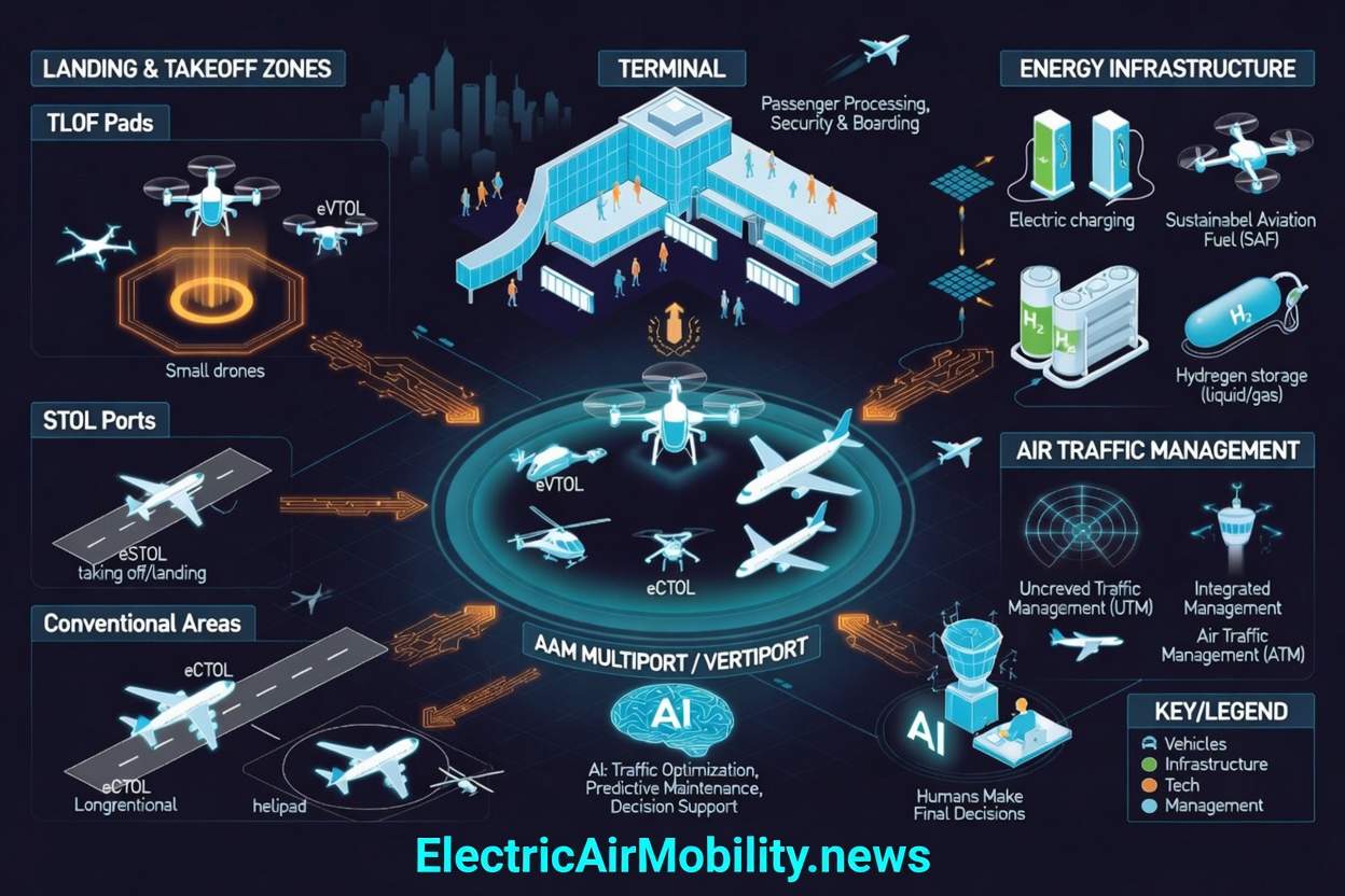 Vertiport/Multiport schema, Electric Air Mobility, All Rights Reserved, 2026 - 2030
